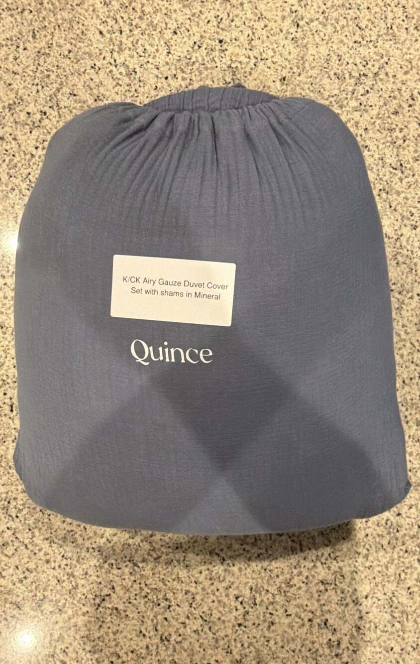 Quince Airy Gauze Duvet Cover Set with Shams in Mineral King/Cal King